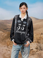 YADcrew Ethnic Puzzle Long Sleeve Polo Soccer Jersey