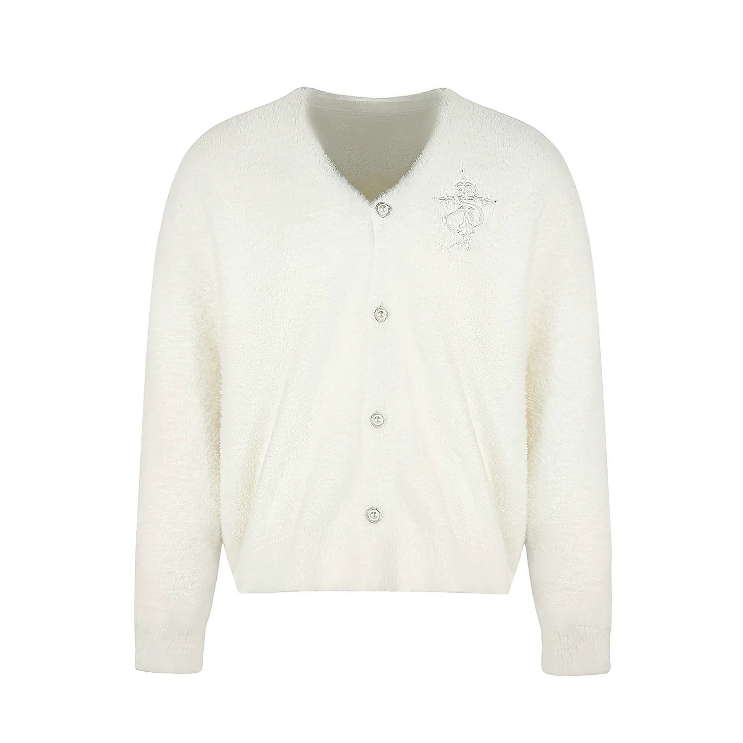 Small Town Kid Imitation Mink Pearl Button Knit Cardigan