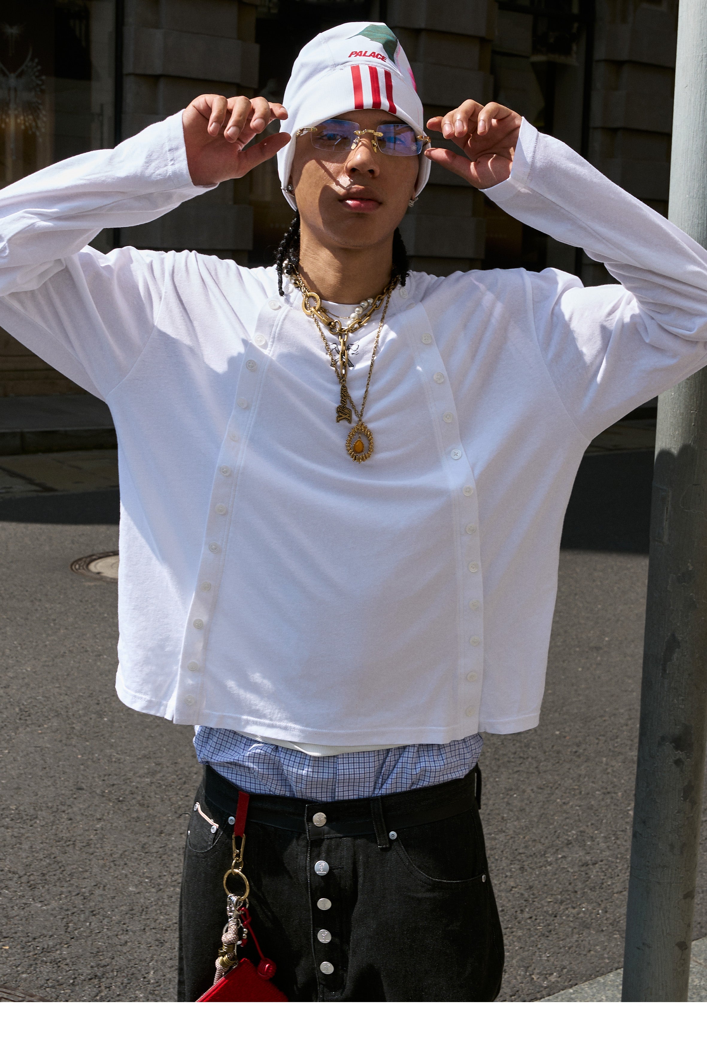 STEEPC Structured Print Double Breasted Long Sleeve Tee