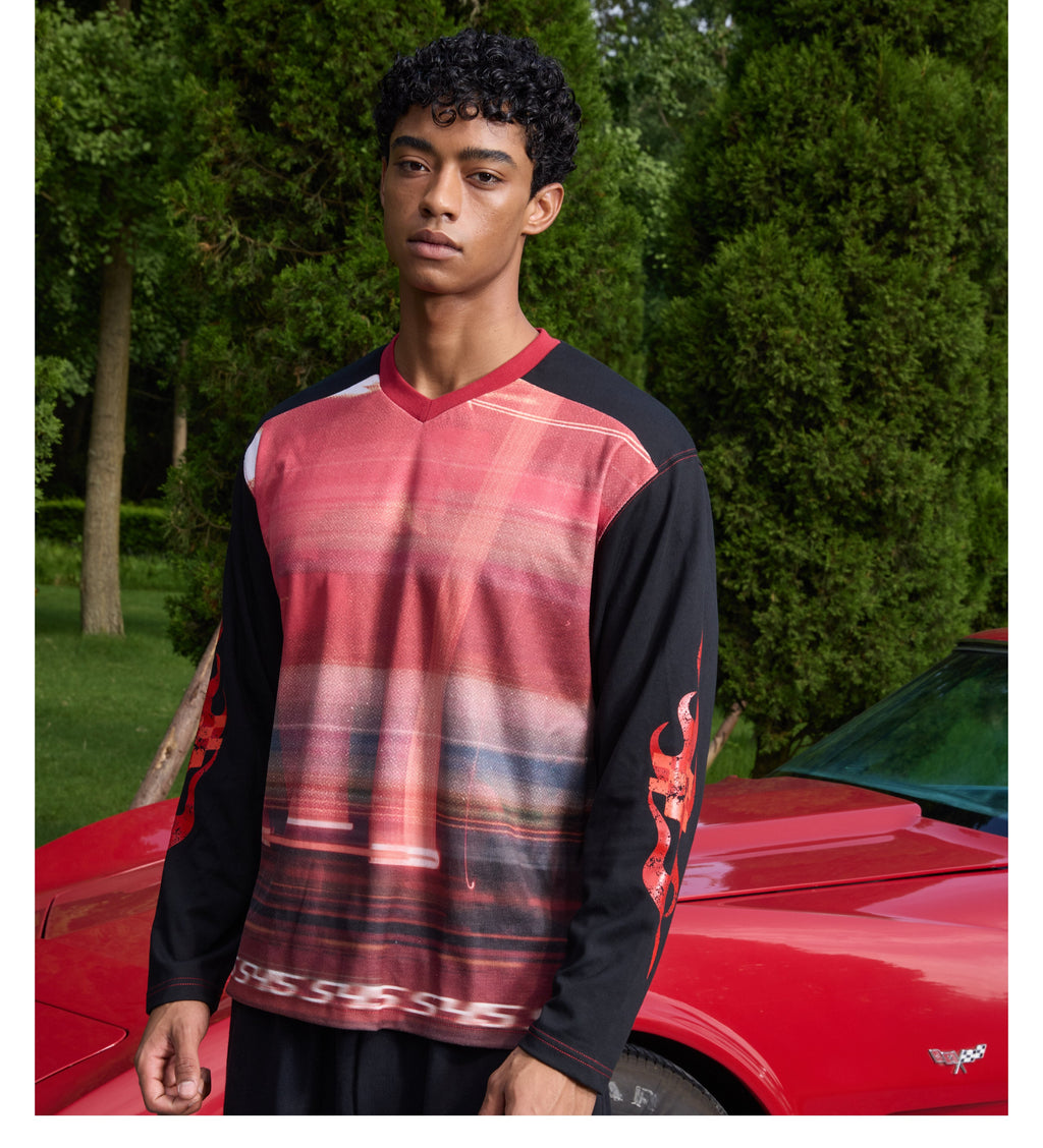 S45 Flame Print Neon Sunset Long Sleeve Tee