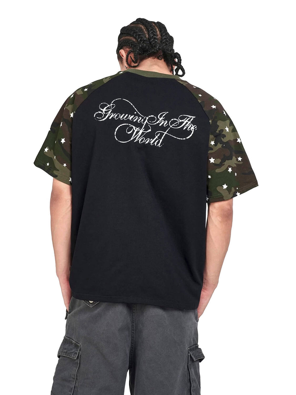 F3F Select Star Print Raglan Color Block Tee