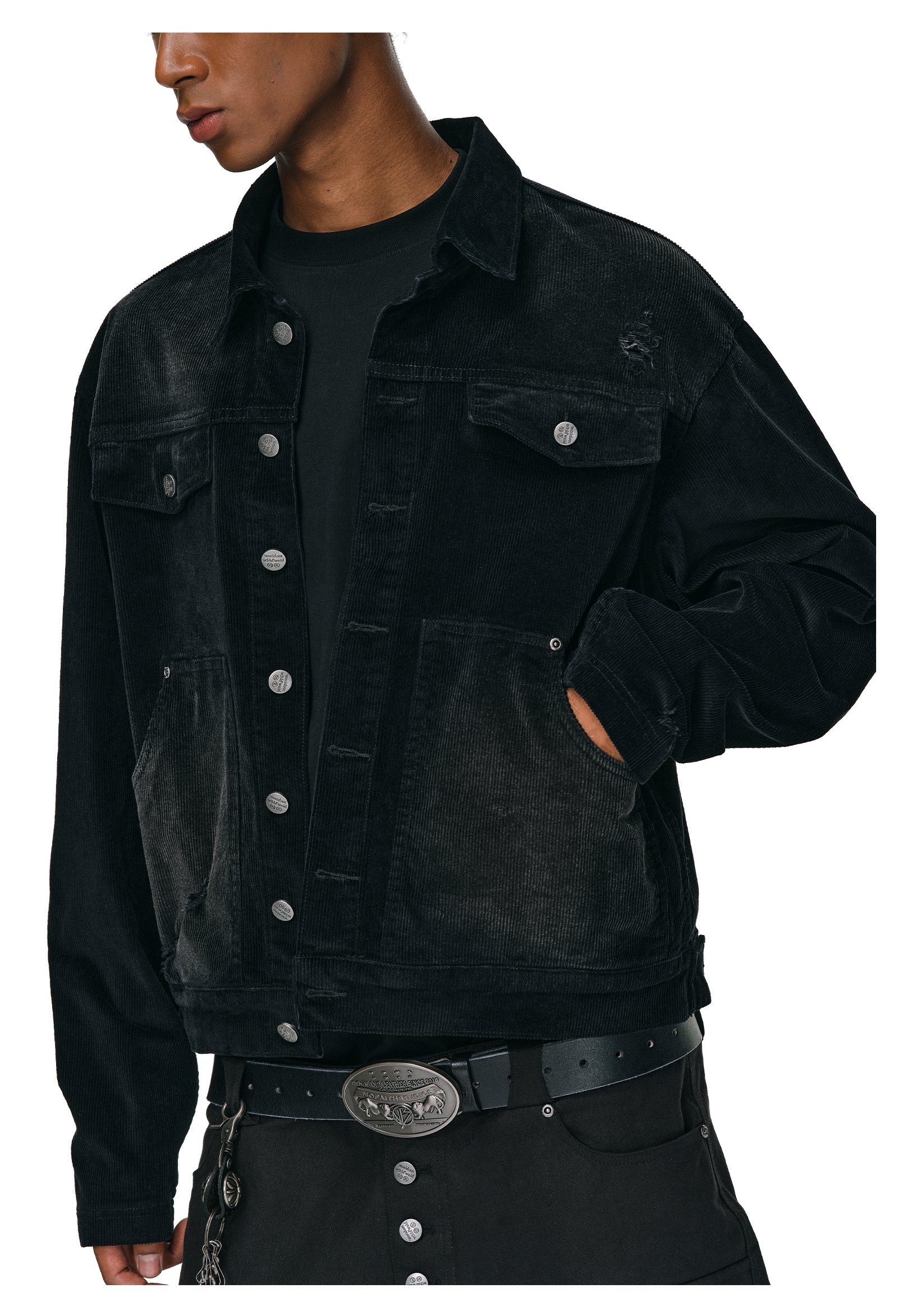 ANTIDOTE Distressed Washed Corduroy Work Jacket