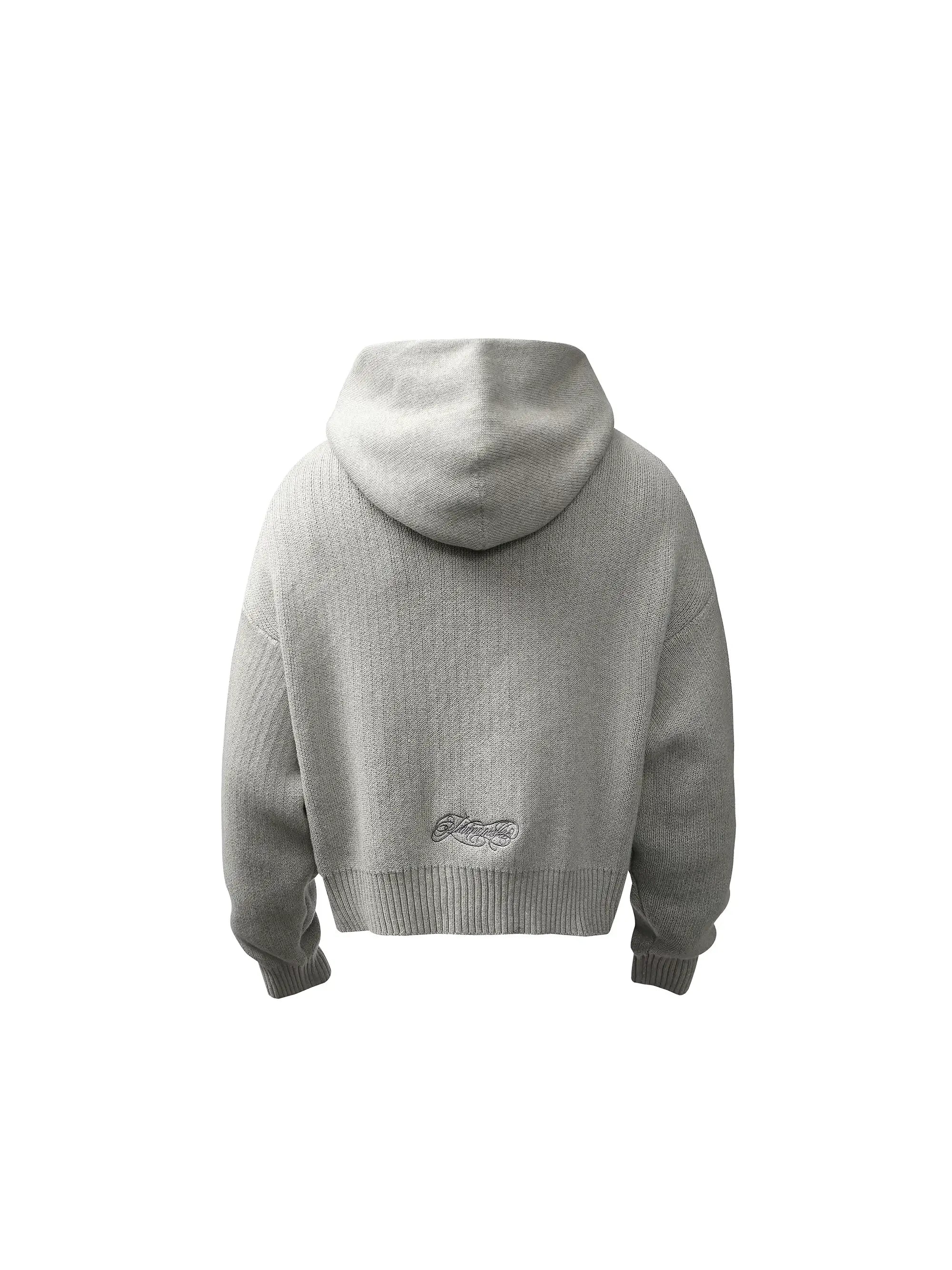 KARMANISTIC Embroidered Zip Up Knit Hoodie