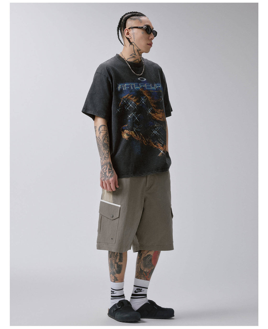F2CE Color Block Patchwork Pocket Utility Shorts