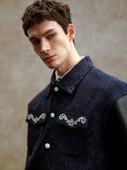 YADcrew Pearl Patch Embroidered Varsity Jacket
