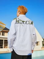 Harsh and Cruel Striped Floral Embroidered Long Sleeve Shirt