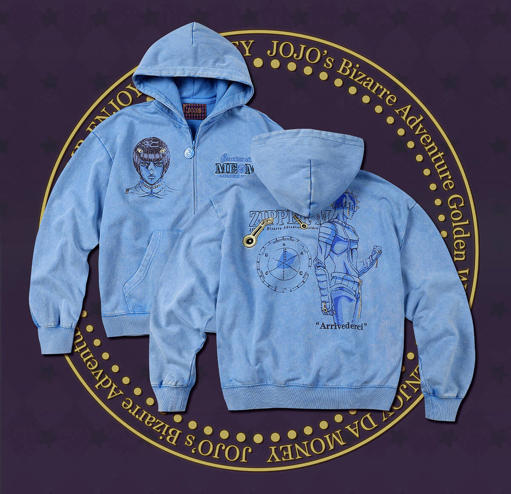MEDM × JOJO Washed Graphic Print Zip Up Hoodie