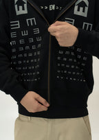 EVILKNIGHT(EK) Eye Chart Logo Print Zip Up Hoodie