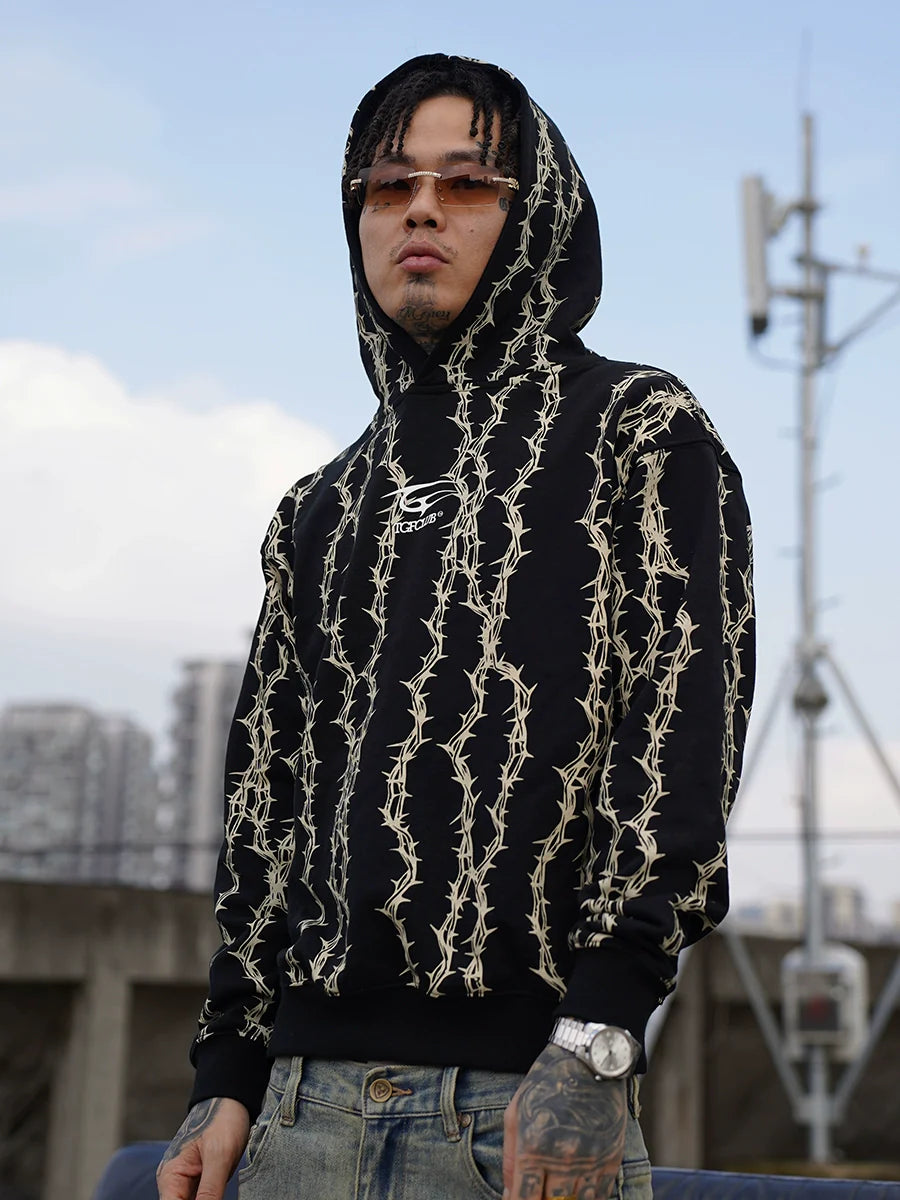TGFCLUB Thorns Full Print Logo Embroidered Hoodie