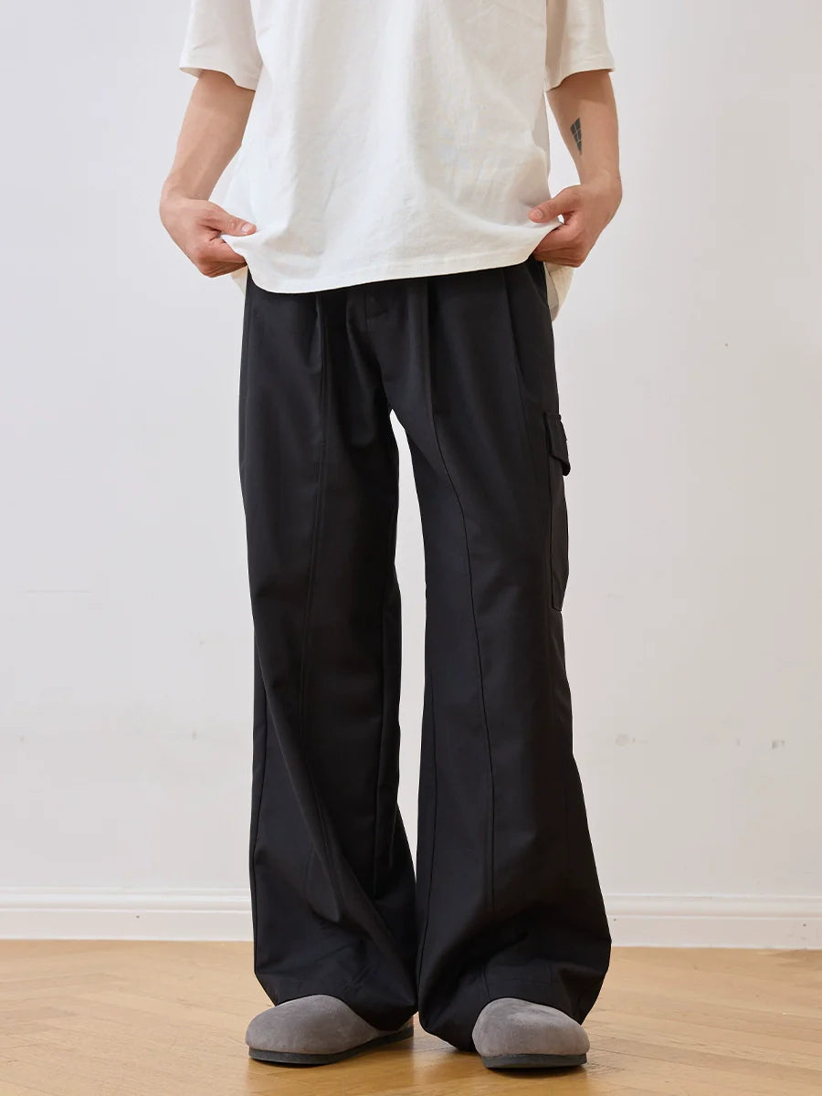 Harsh and Cruel Pleated Pocket Patchwork Cargo Pants