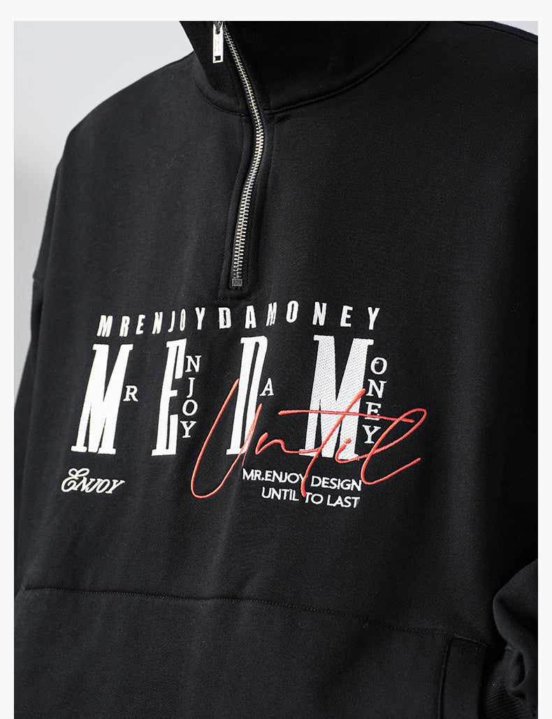 MEDM Half-Zip Logo Embroidered Sweatshirt