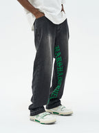 Harsh and Cruel Embroidered Logo Loose Washed Denim