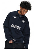 ANTIDOTE Logo & Badge Printed Layered Long Sleeve Polo