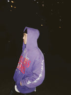EVETS Vintage Purple Star Graphic Zip Up Hoodie