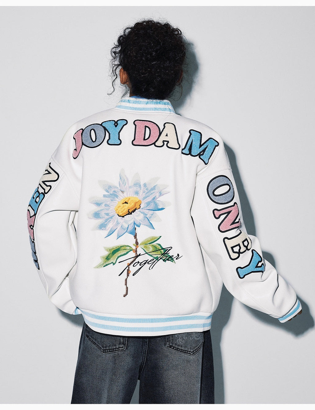 MEDM Daisy Floral Varsity Jacket