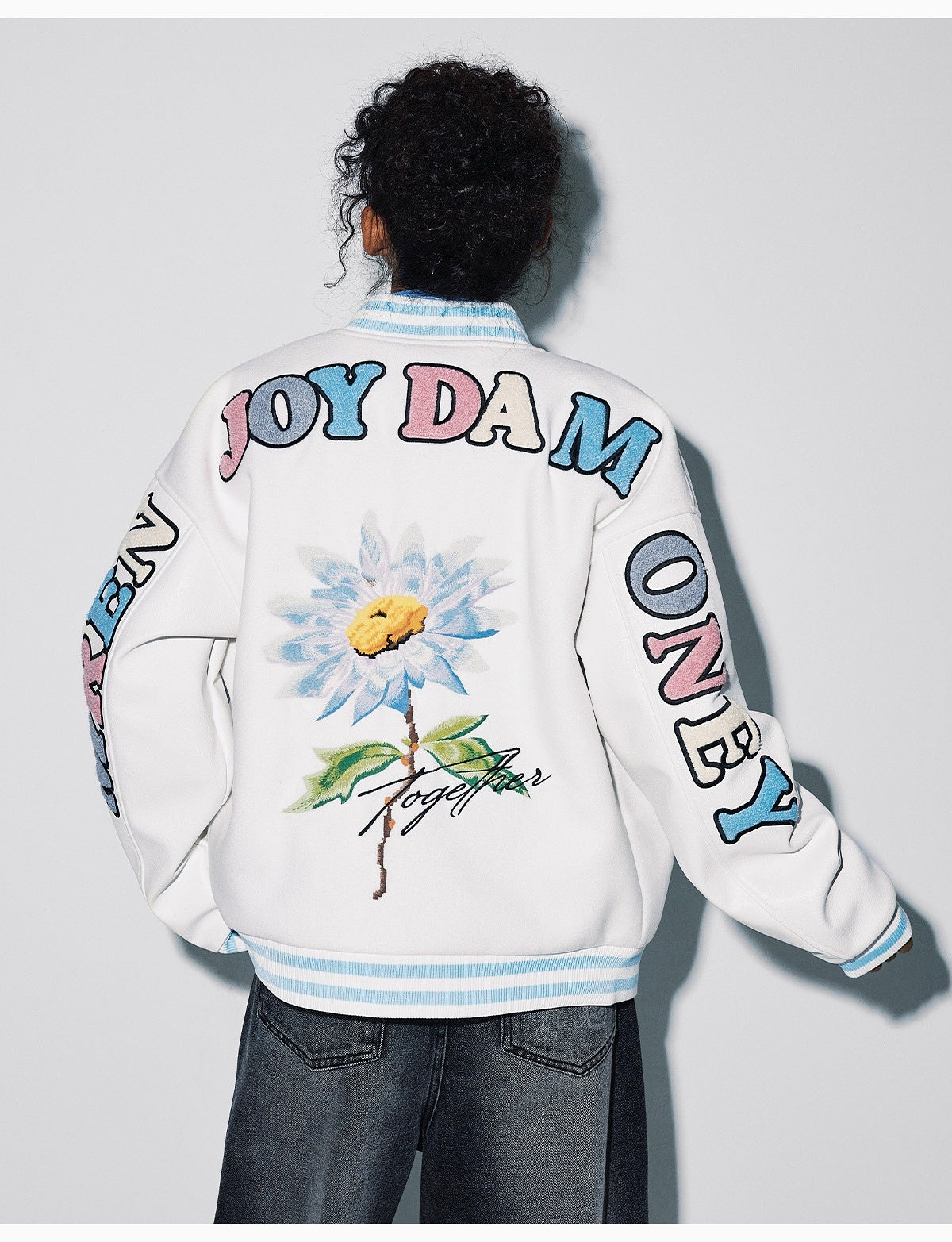 MEDM Daisy Floral Varsity Jacket