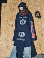 BLIND NO PLAN Reconstructed Printed Embroidered Hoodie