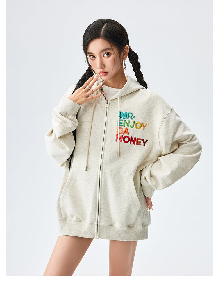 MEDM Rainbow Letter Zip Up Hoodie