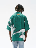 Harsh and Cruel Brush Print Graffiti Font Cuban Shirt