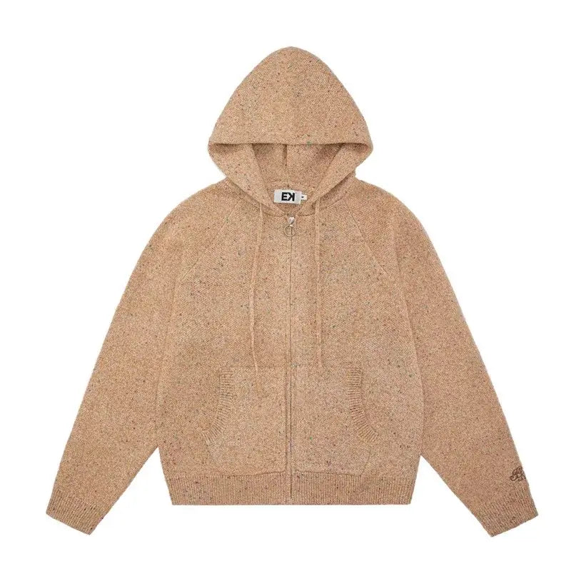 EVILKNIGHT(EK) Speckled Knit Zip Up Hoodie