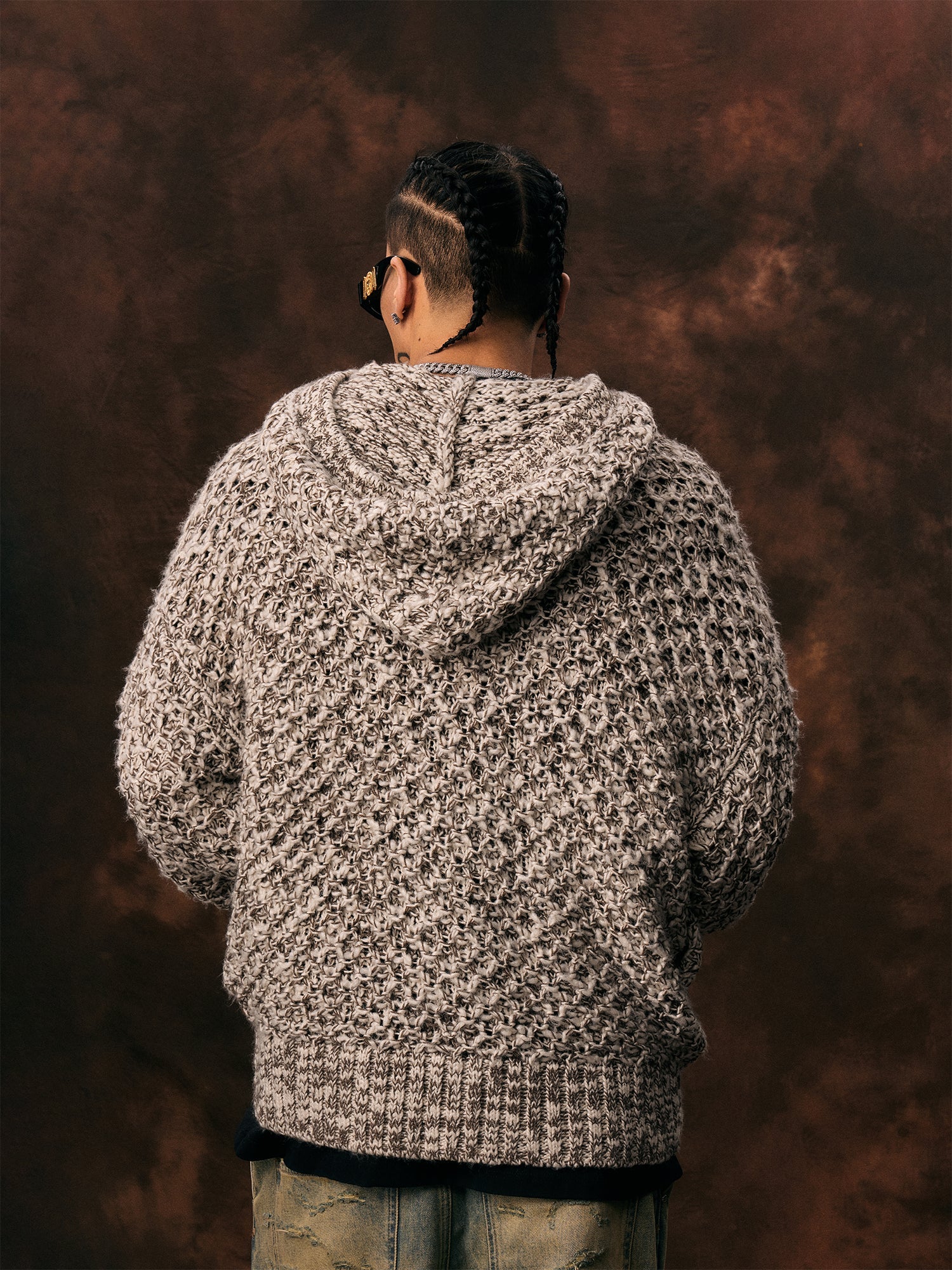 1807 Mixed Yarn Knit Hoodie
