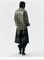 MEDM Green Pearl Embroidery Plaid Long Sleeve Shirt