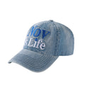 NOVACAM Washed Denim Nov Is Life Logo Embroidered Dad Hat