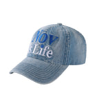 NOVACAM Washed Denim Nov Is Life Logo Embroidered Dad Hat