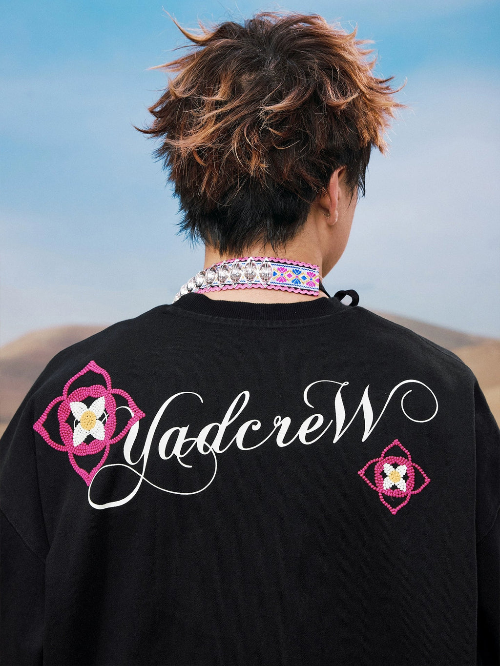 YADcrew Ethnic Puzzle Pattern Sweatshirt