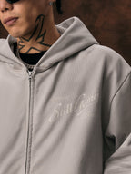 1807 Angel Print Aged Zip Up Hoodie
