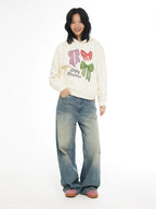 EMPTY REFERENCE Lace Bow Hand Painted Hoodie