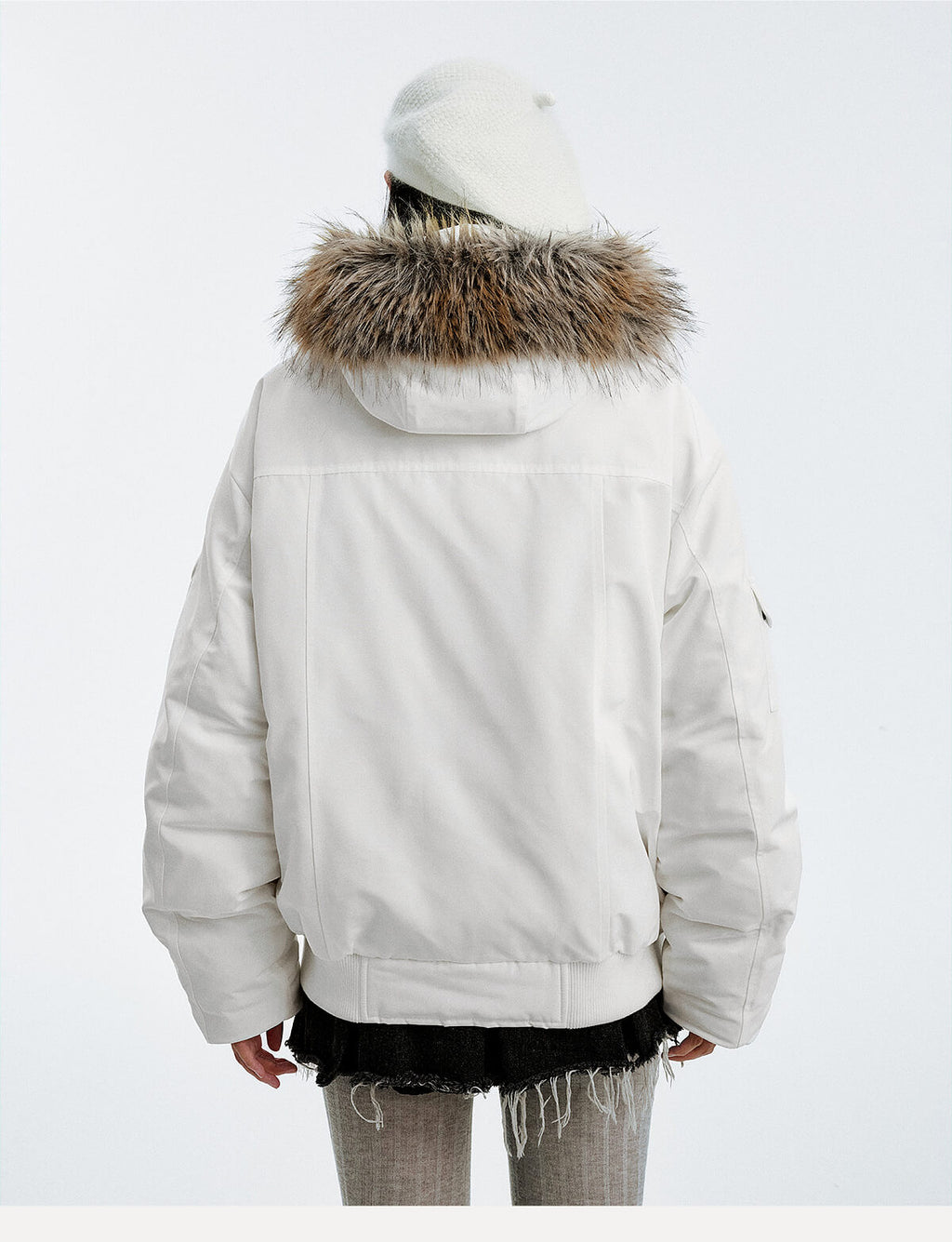 MEDM Detachable Fur Metal Snaps Down Jacket