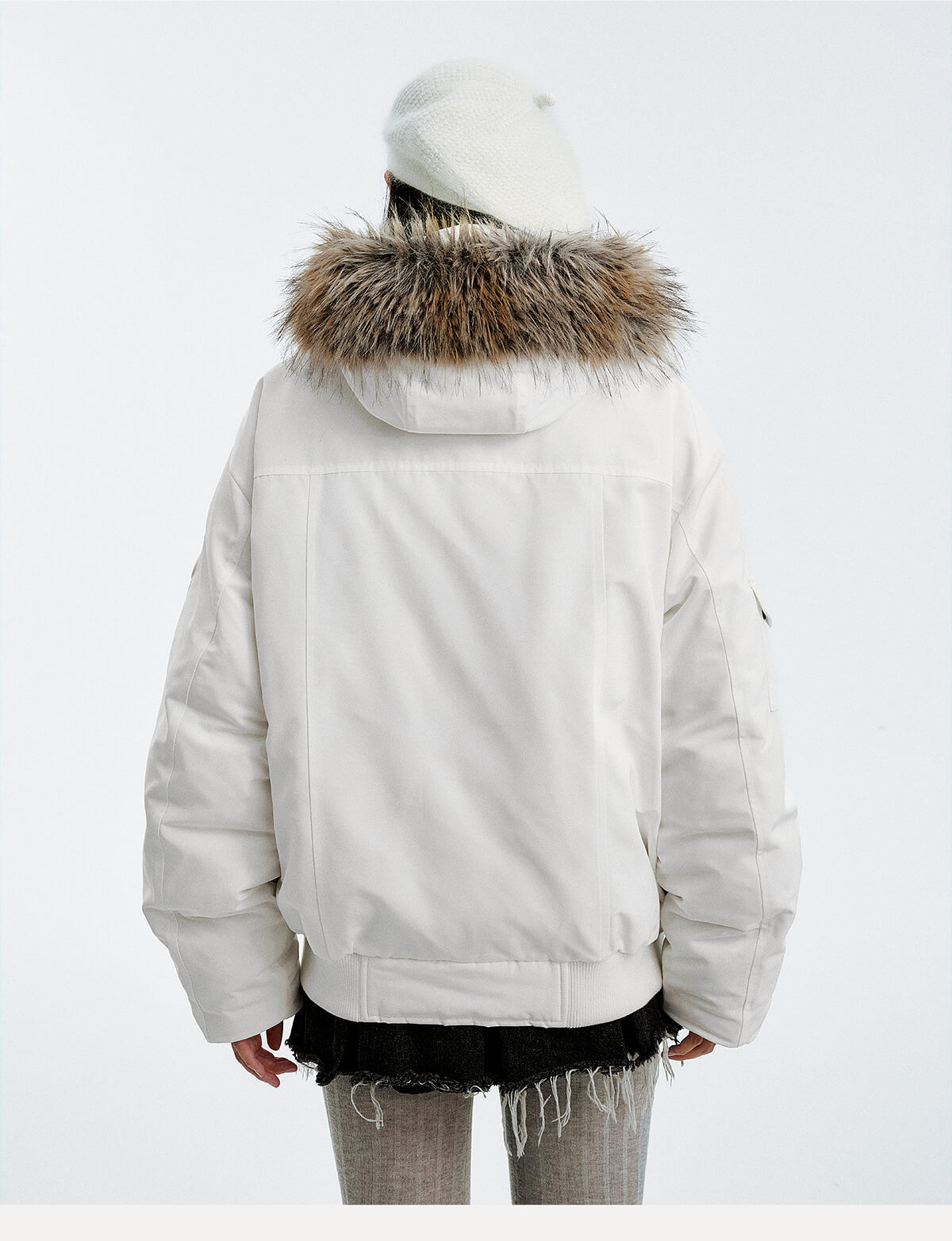 MEDM Detachable Fur Metal Snaps Down Jacket