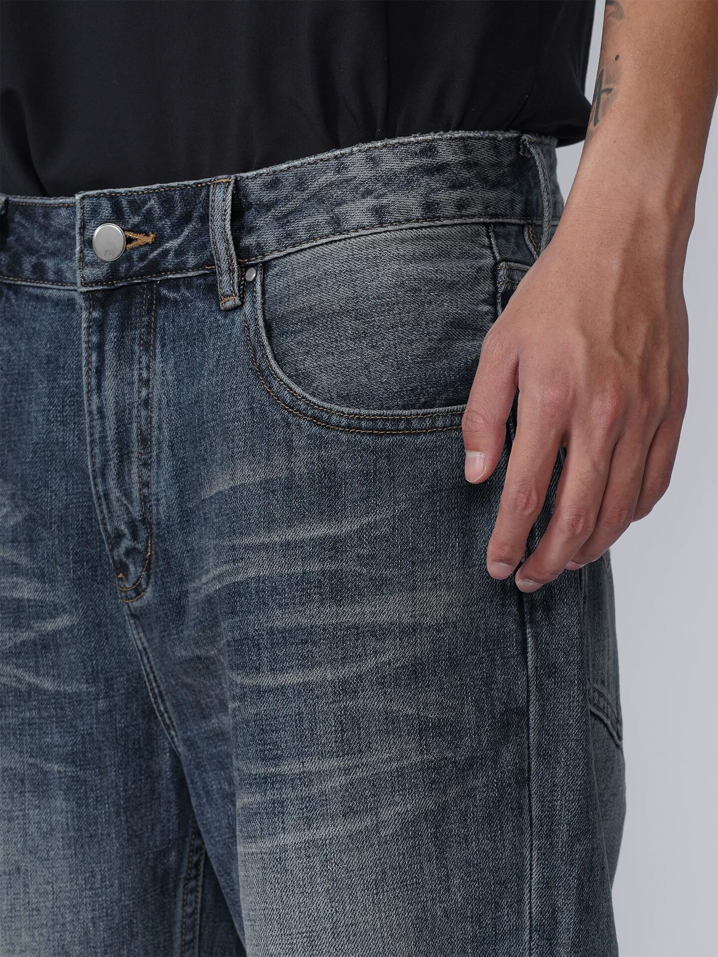 1807 Vintage Washed Basic Straight Jeans