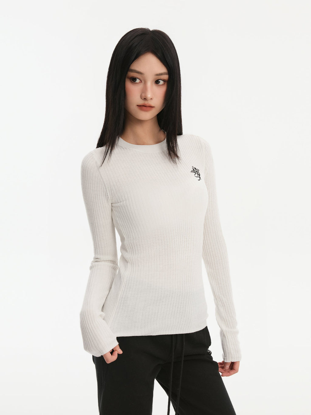 Small Town Kid Basic Slim Fit Thermal Knit Sweater