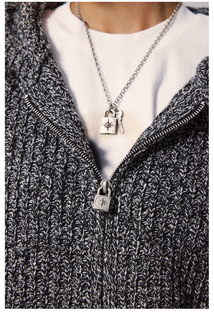 Remedy Distressed Hooded Zipper Knit Cardigan