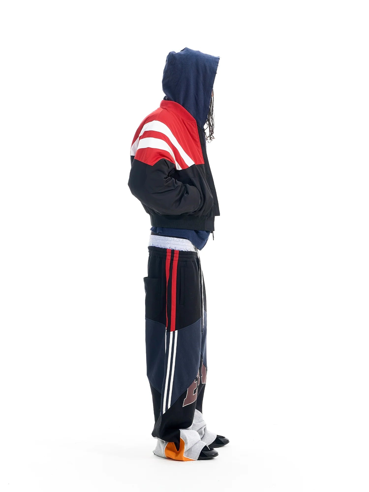 BLIND NO PLAN Contrast Color Sports Bomber Jacket