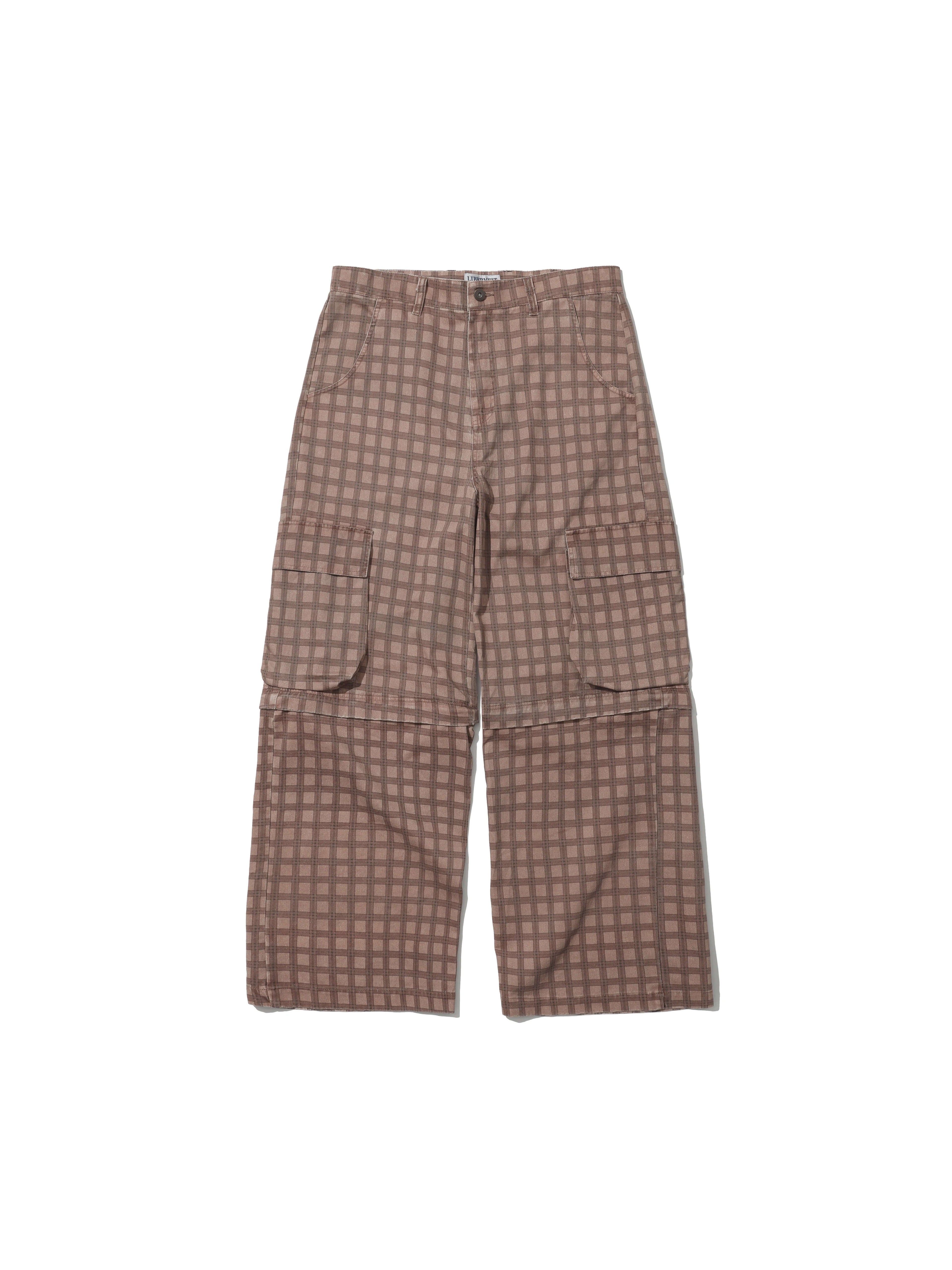 LIBERAFIT Checkered 3D Patch Pocket Zip Off Cargo Pants