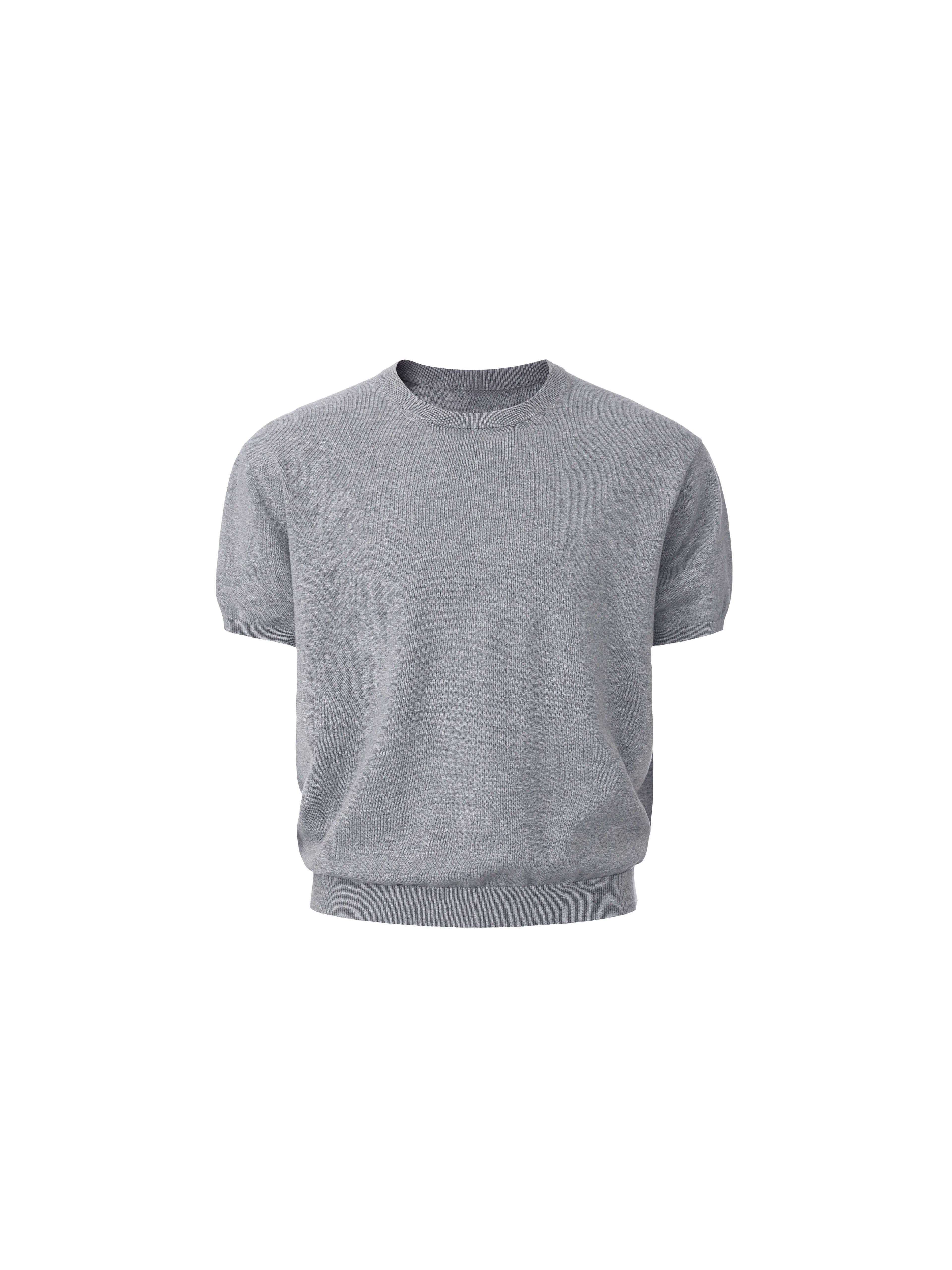 LIBERAFIT Cotton Knit Ribbed Trim Short Sleeve Tee