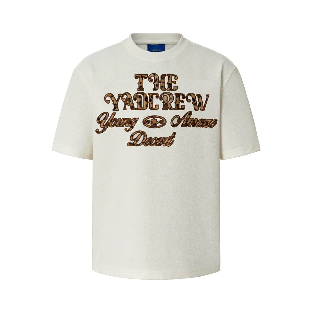 YADcrew Fuzzy Leopard Logo Patch Tee