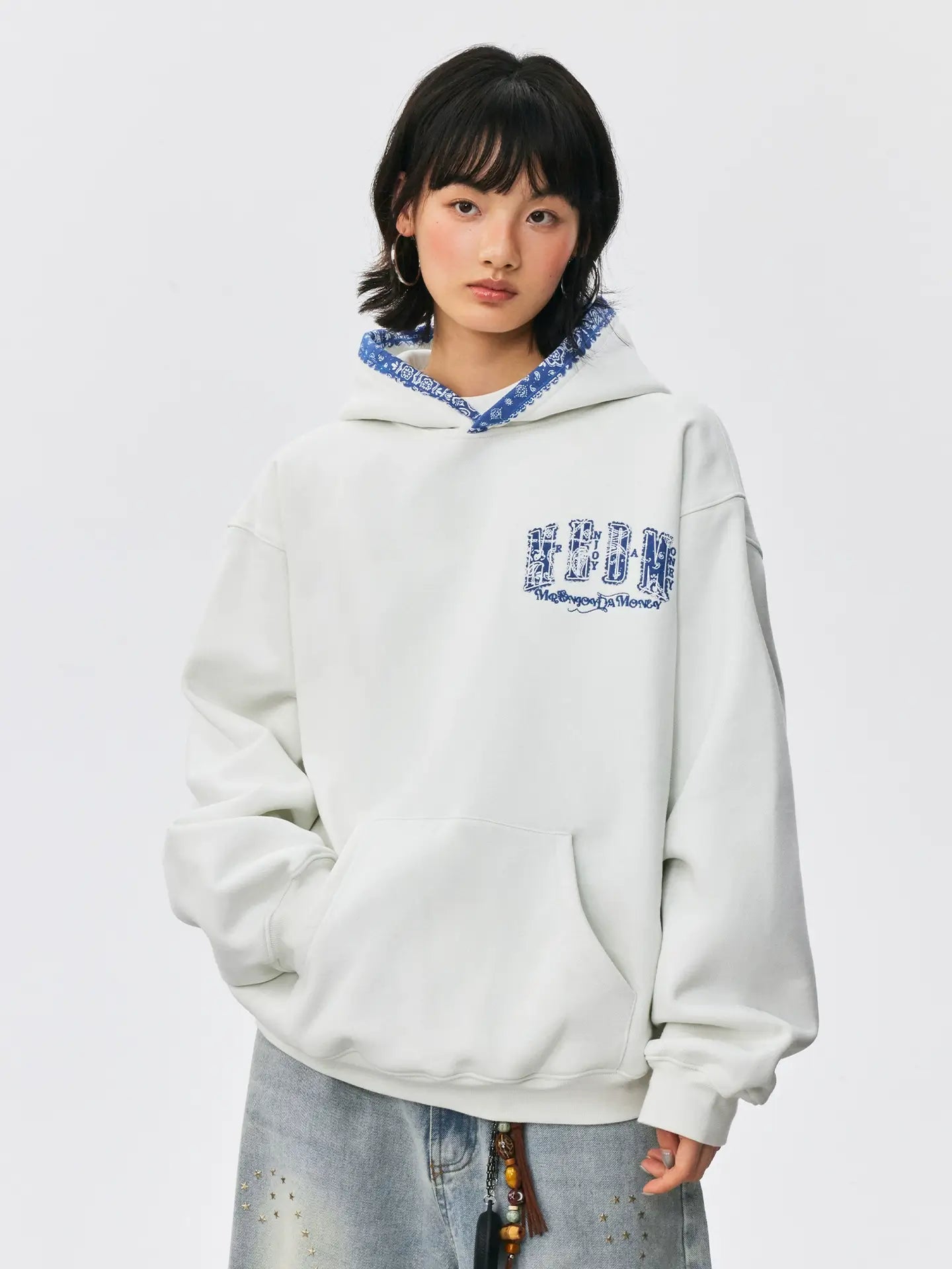 MEDM Ethnic Paisley Patch Embroidered Hoodie