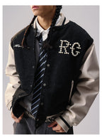 Remedy RMD Pearl Embroidered Leather Varsity Jacket