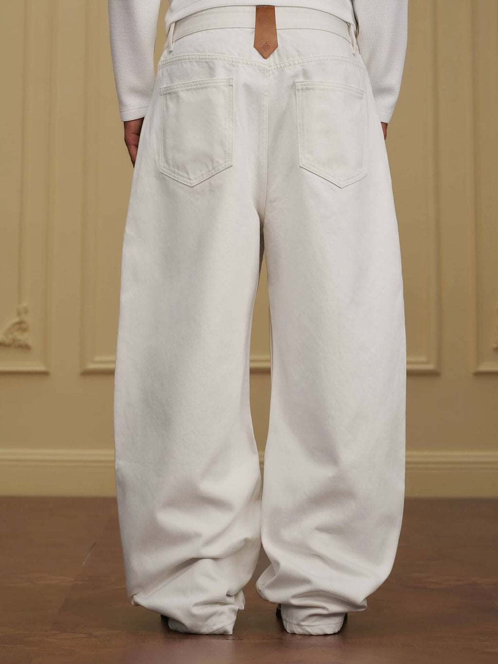 YADcrew Embossed Knee Leather Belt Loop Jeans