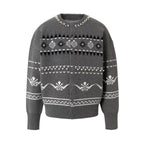 YADcrew Pearl Embellished Fair Isle Knit Crew Neck Cardigan