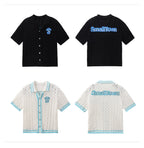 Small Town Kid Ethnic Logo Patch Crochet Knit Hawaiian Shirt