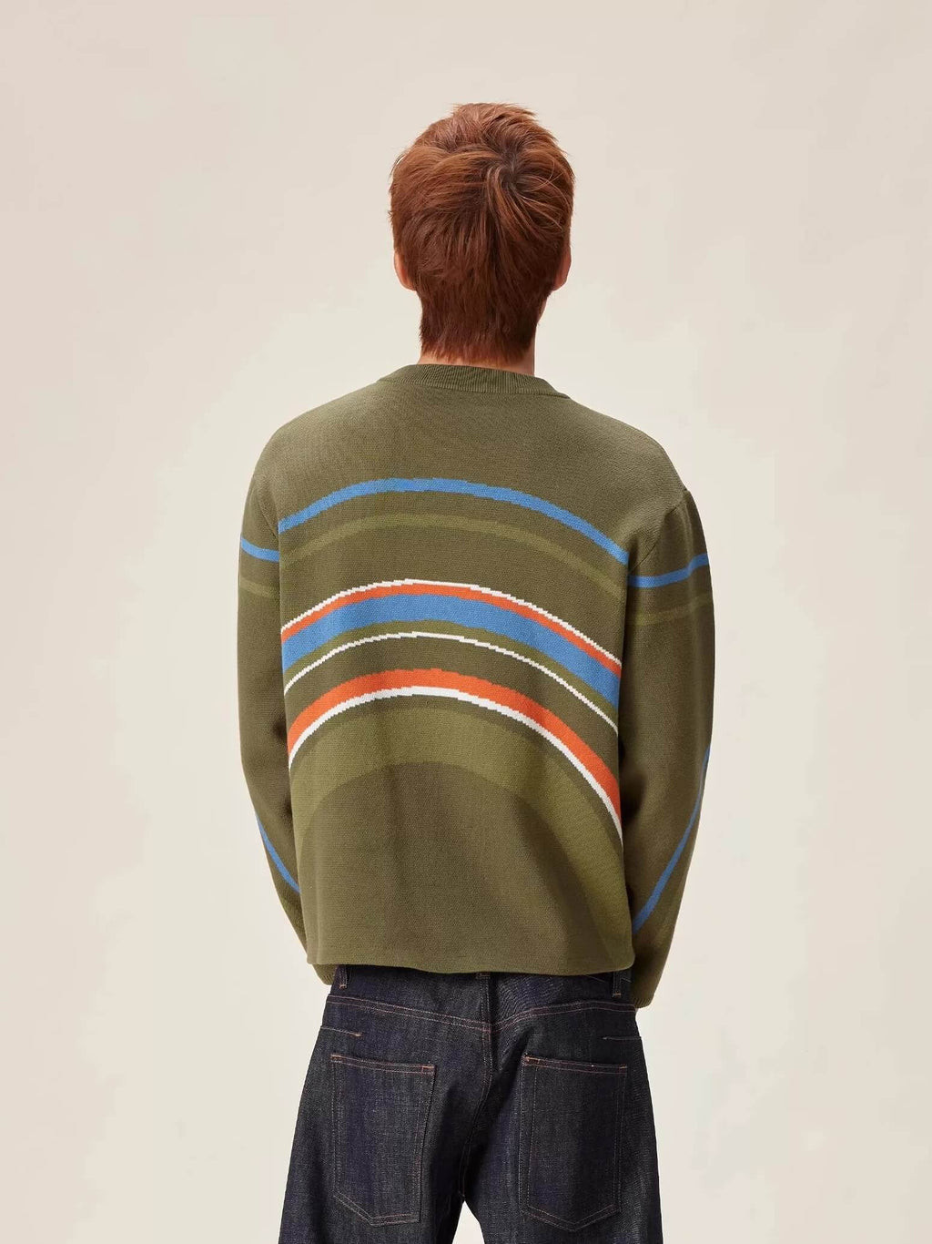 EVILKNIGHT(EK) Rainbow Circle Pattern Knit Sweater