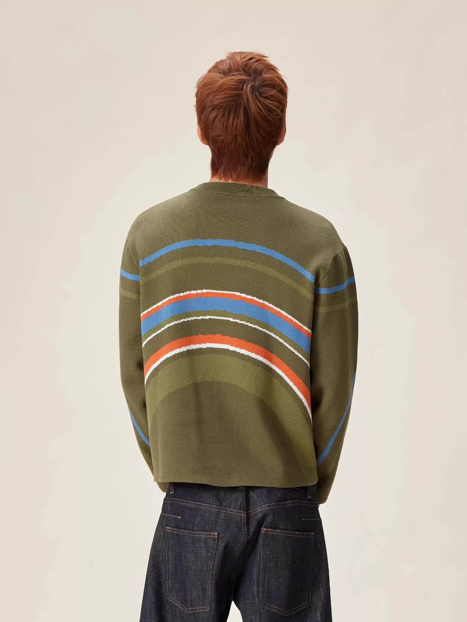 EVILKNIGHT(EK) Rainbow Circle Pattern Knit Sweater