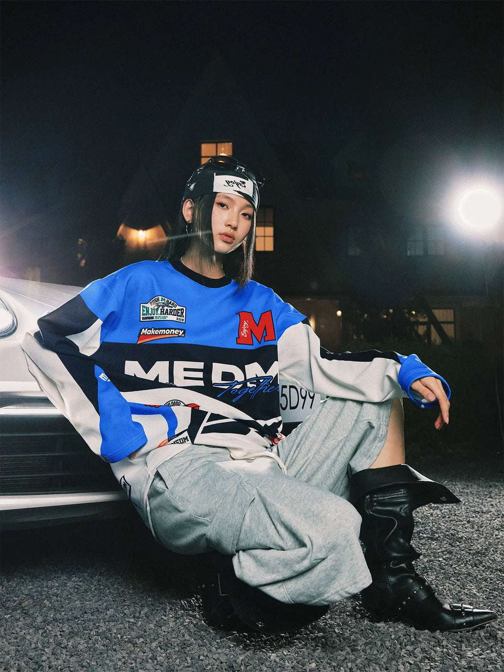 MEDM Biker Color Block Waffle Long Sleeve Jersey