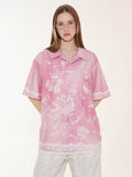 EMPTY REFERENCE Tie Dye Gradient Flower Short Sleeve Shirt