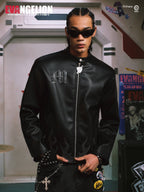 MEDM x EVA NEVER END Flame Character Portraits PU Leather Biker Jacket